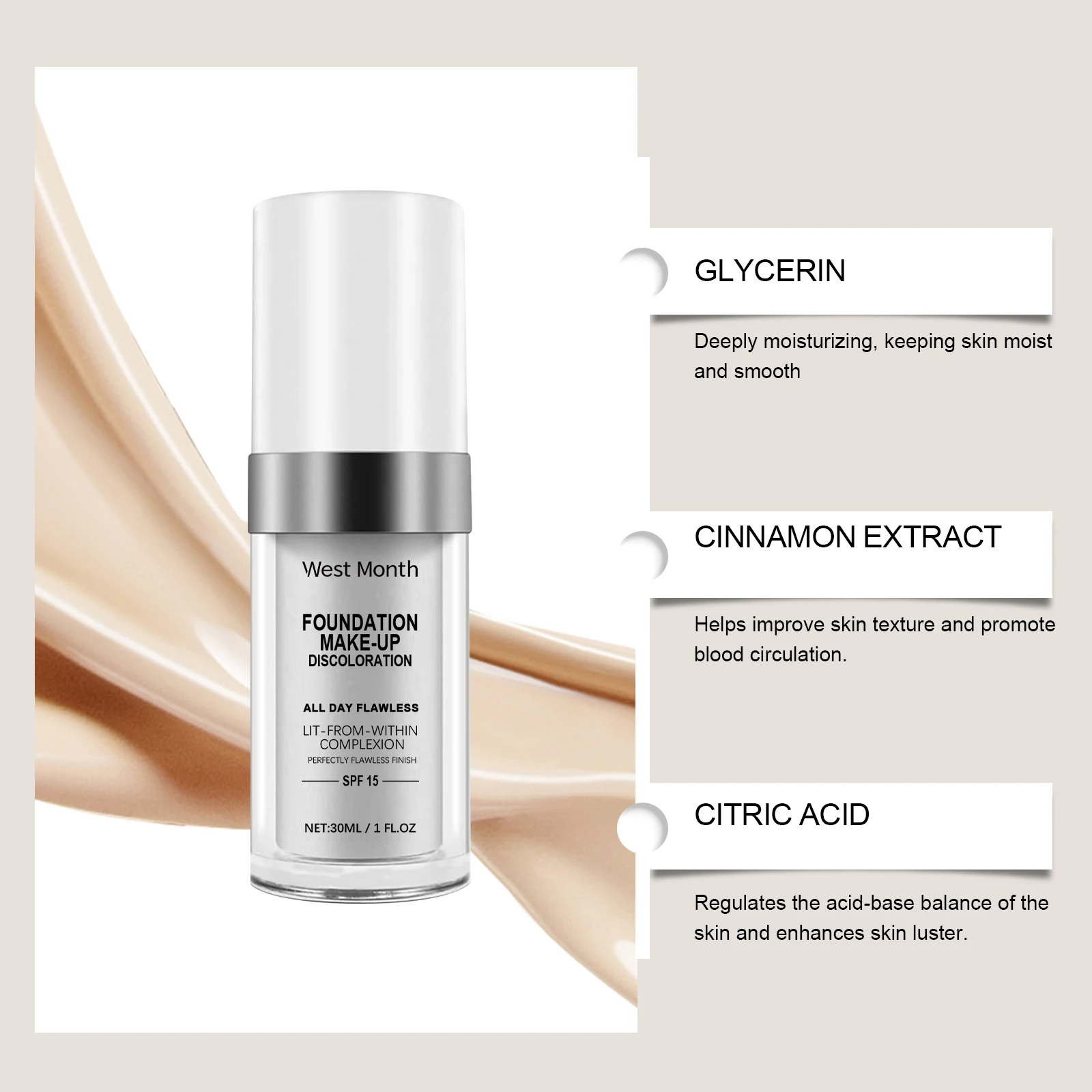 Temperature Adapting Foundation Long Lasting Waterproof Hydrating Color Changing Auto Skin Tone Matching Natural Coverage