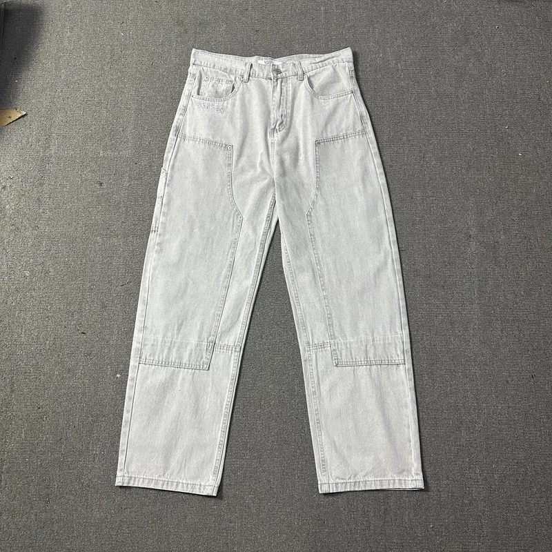 

Свободные прямые джинсы American High Street Vibe, модный дизайн, износостойкие длинные брюки со средней талией