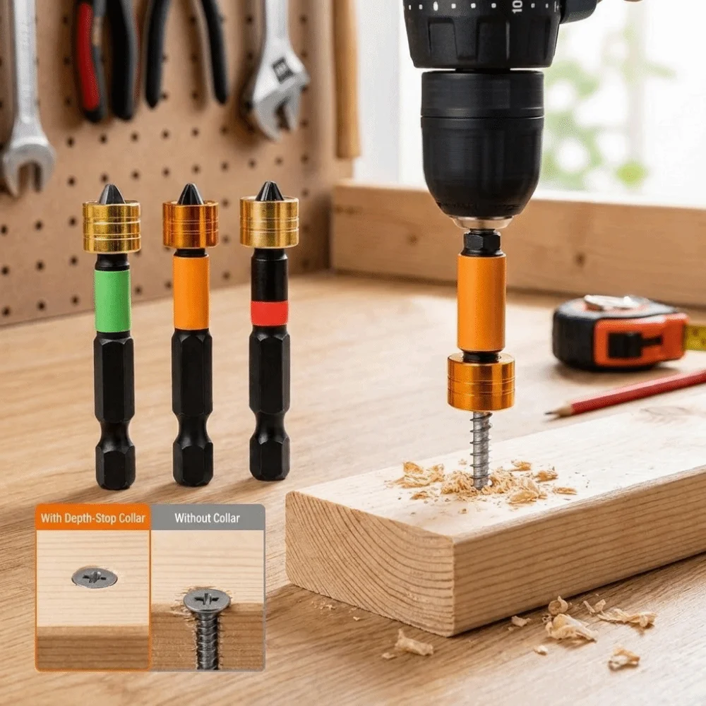6/10Pcs Hex Shank Magnetic Screwdriver Bits S2 Alloy Steel Depth Stop Collar Phillips Screw Bit 50mm Length Magnetic Positioning