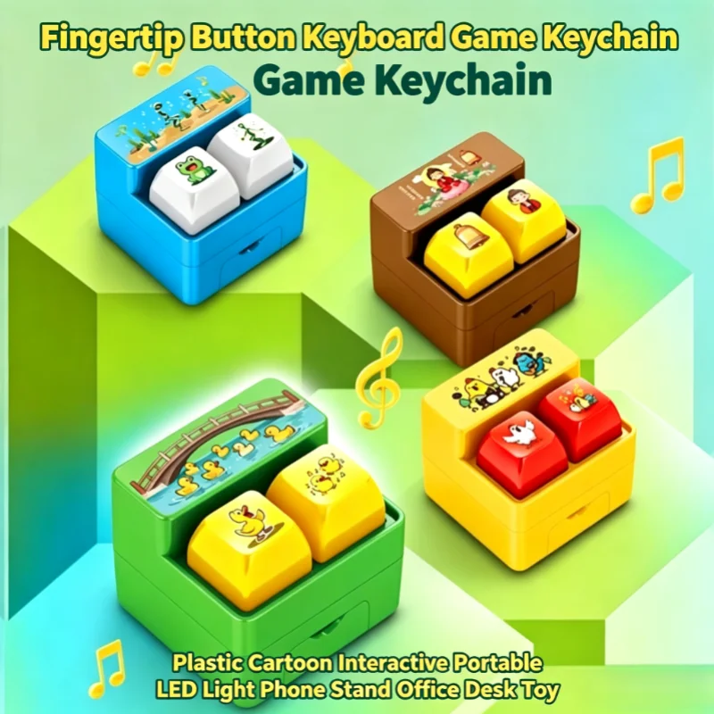 Fingertip Button Keyboard Game Keychain Plastic Cartoon Interactive Portable LED Light Phone Stand Office Desk Toy