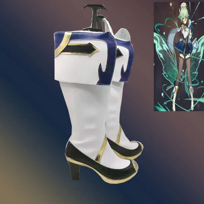 

25COSГорячие сапоги Genshin Impact Sucrose, длинные сапоги для косплея, женские/мужские ботинки, обувь на Хэллоуин для девочек и мальчиков, обувь из искусственной кожи с персонажами, размер 22