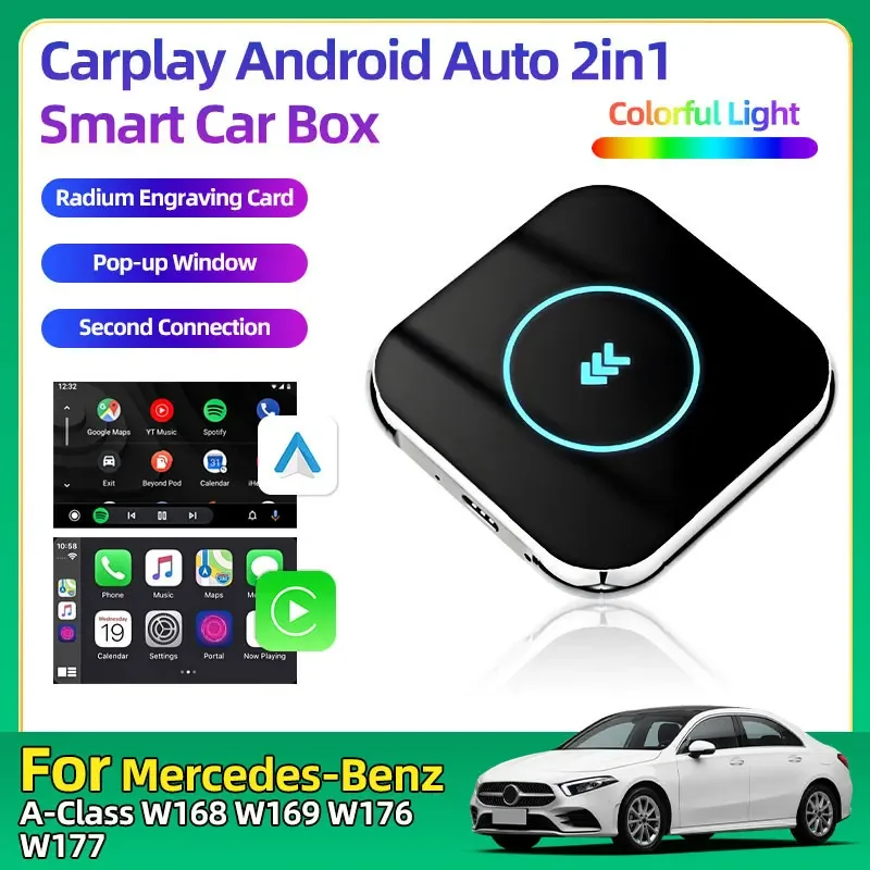 CarPlay AI Box Android Car Smart Streaming Box Wireless CarPlay & Android Auto Phone لمرسيدس بنز A-Class W168 W169 W176 W177