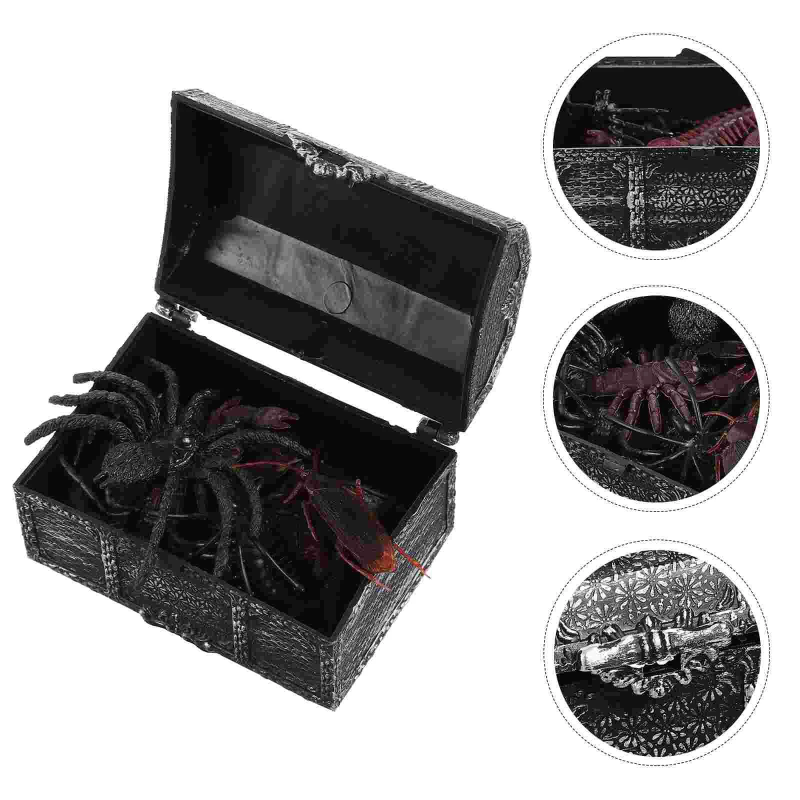 Halloween Treasure Chest Scary Scorpion Toys Lifelike Animals Party Prank Simulated Realistic Spider Figurines Funny Rat Kids