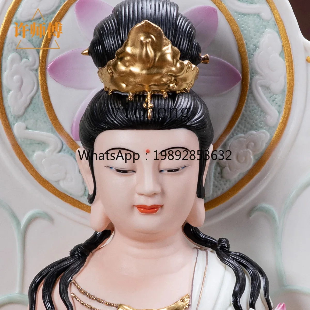 L20-  Ceramic Ornament Buddha Statue Home Worship Protector Temple Buddha Hall God Statue Ornament