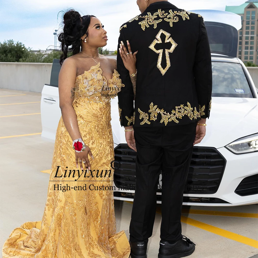 فستان كلاسيكي للحفلات الراقصة على شكل زهرة للنساء حورية البحر سباركلي رداء حفلات الزفاف مخصص ذيل محكمة بدون حمالات فيستدوس دي سيريمونيا