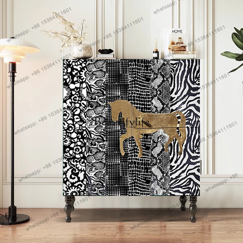 

D25French solid wood tall cabinet entrance entrance living room dining side multi-functional wine cabinet