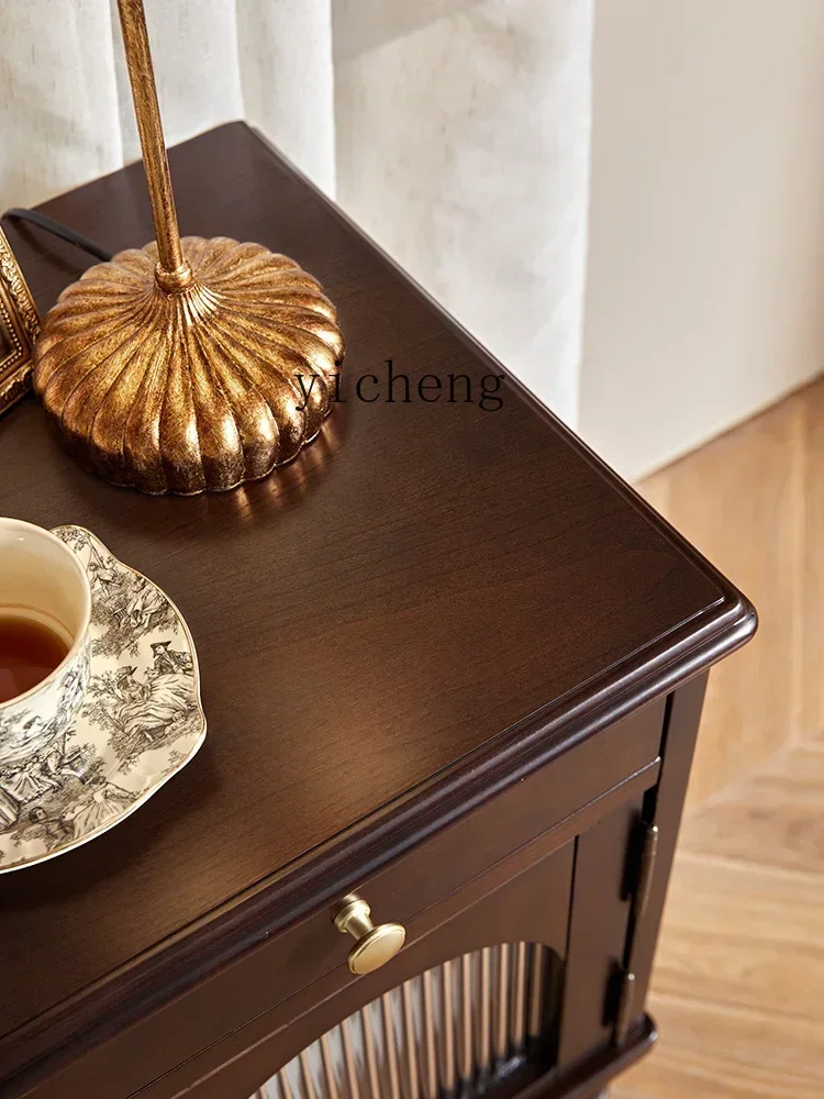 b9.21-ZF Solid Wood Light Luxury Bedside Table Bedroom Furniture Storage Modern Simple Shelf Storage Cabinet