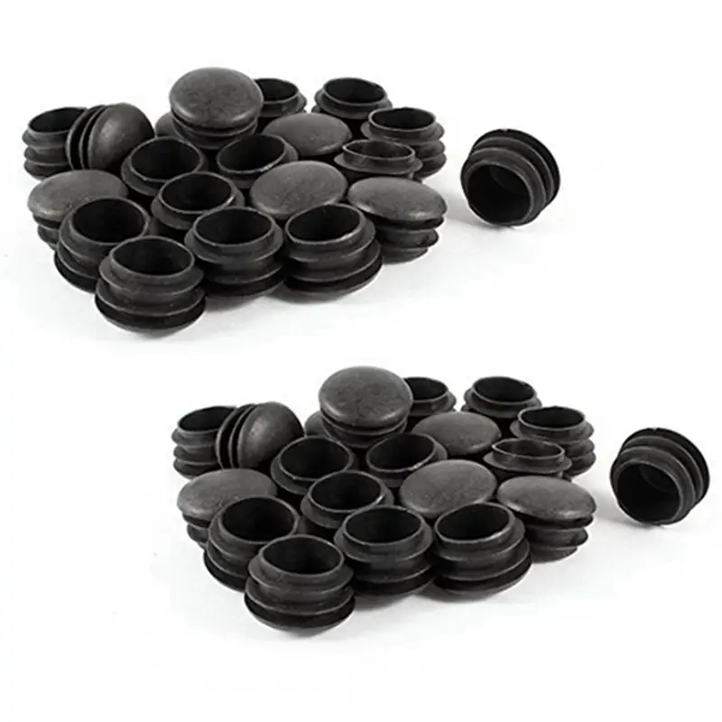 ABWR-80 Pcs Black Plastic 25Mm Dia Blanking End Caps Round Tube Insert