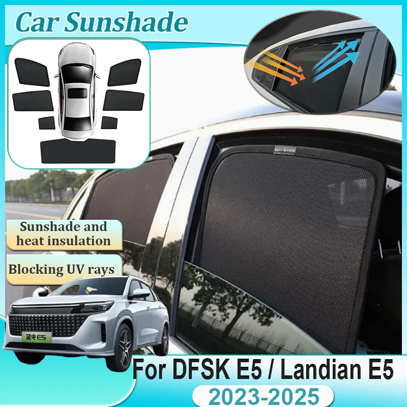 

For DFSK E5 Landian E5 NEV 2023 2024 2025 Magnetic Window Mesh Sunshade Visors Curtain Cover Privacy Parts Tools Car Accessories