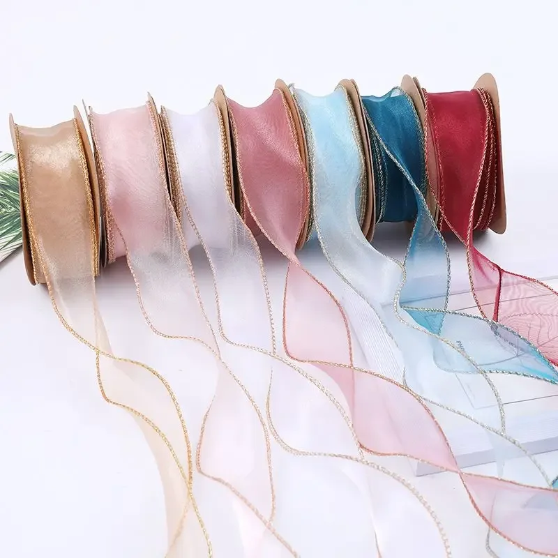 

10/20Yards Organza Ribbons Fishtail Yarn Organza Ribbon for DIY Bow Hair Ornament Bouquet Gift Wrapping Wave Silk Lace Fabric