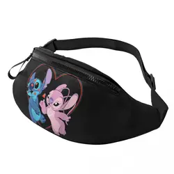 Custom Stitch Lilo Angel Heart Kisses Fanny Pack Men Women Cool Crossbody Waist Bag for Camping Biking Phone Money Pouch