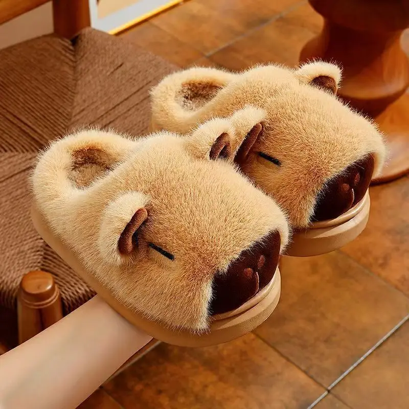 

Children Winter New Cartoon Fuzzy Slippers Thick Sole Non Slip Baotou Plush Warm Home Baotou Slippers Parent Child Slippers
