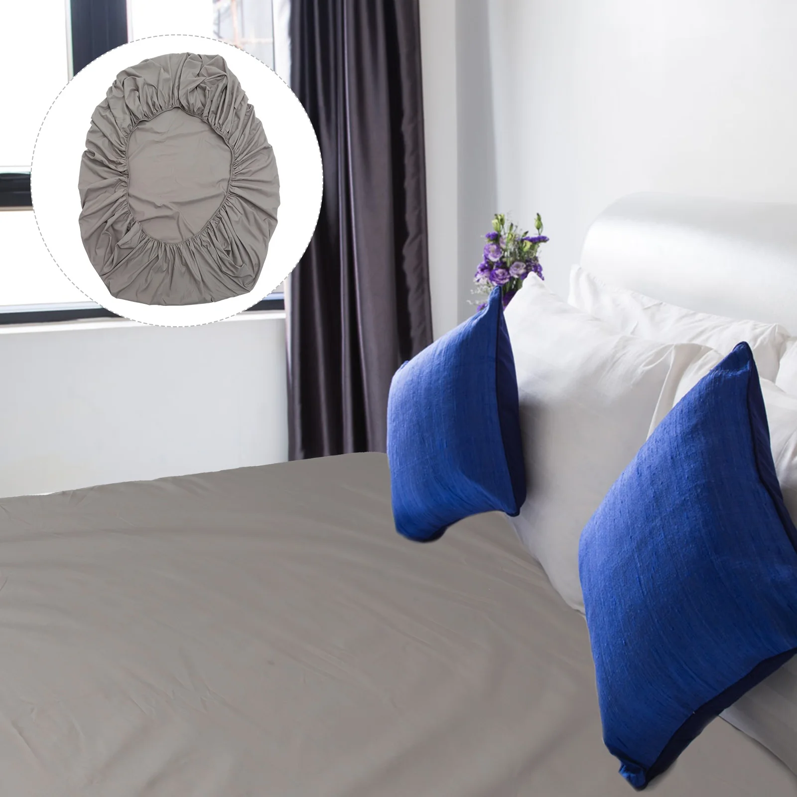 

% Cotton Fitted Sheet Gray Elastic Bed Sheet For Hotel Home Mattress Protection Twin Size Soft Breathable Mattress