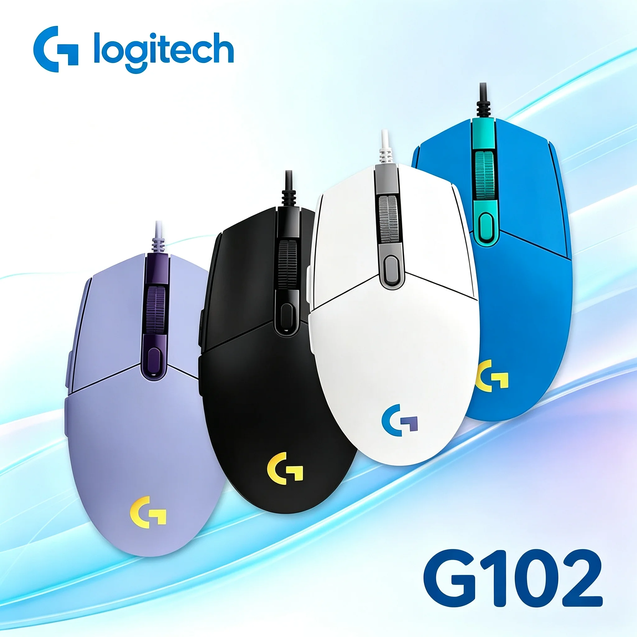 Logitech G102 Lightsync RGB Wired Mouse 8000 DPI Max Resolution 1000Hz Report Rate Gaming Mice For Gamers