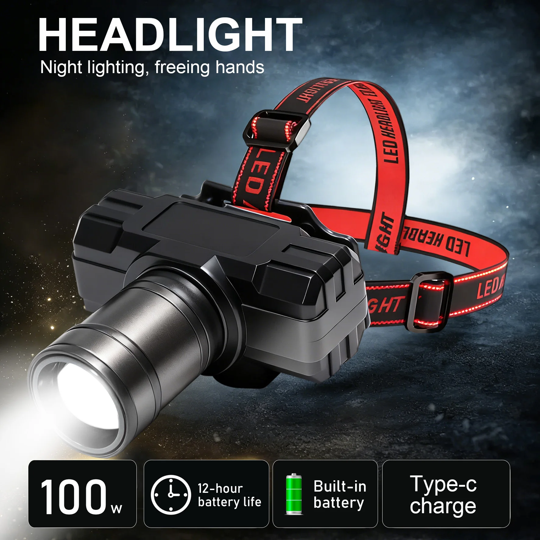 

Новая лазерная фара 2026 года: мощный фонарь для головы, перезаряжаемый, для шахтеров, для рыбалки на открытом воздухе