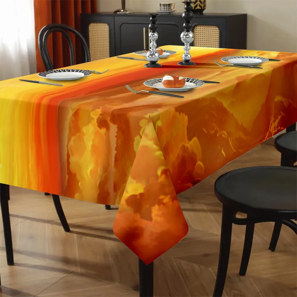 Sunset and Twilight Pattern Tablecloth - Suitable for picnics, camping, weddings, parties, festivals, and retro home decoration