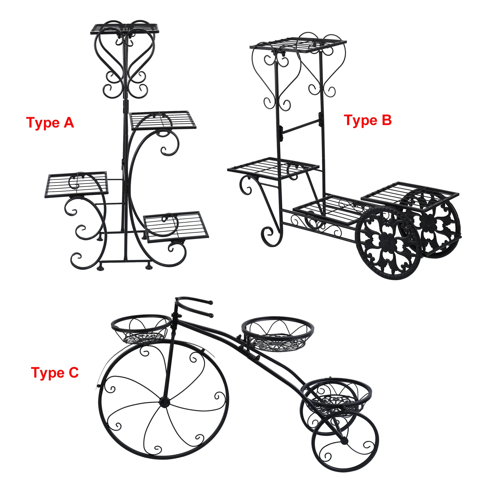 Samger 3/4 Tier Flower Shelves Iron Plant Stand For Indoor Garden Balcony Multiple Flower Pot Holder Storage Organizer Display