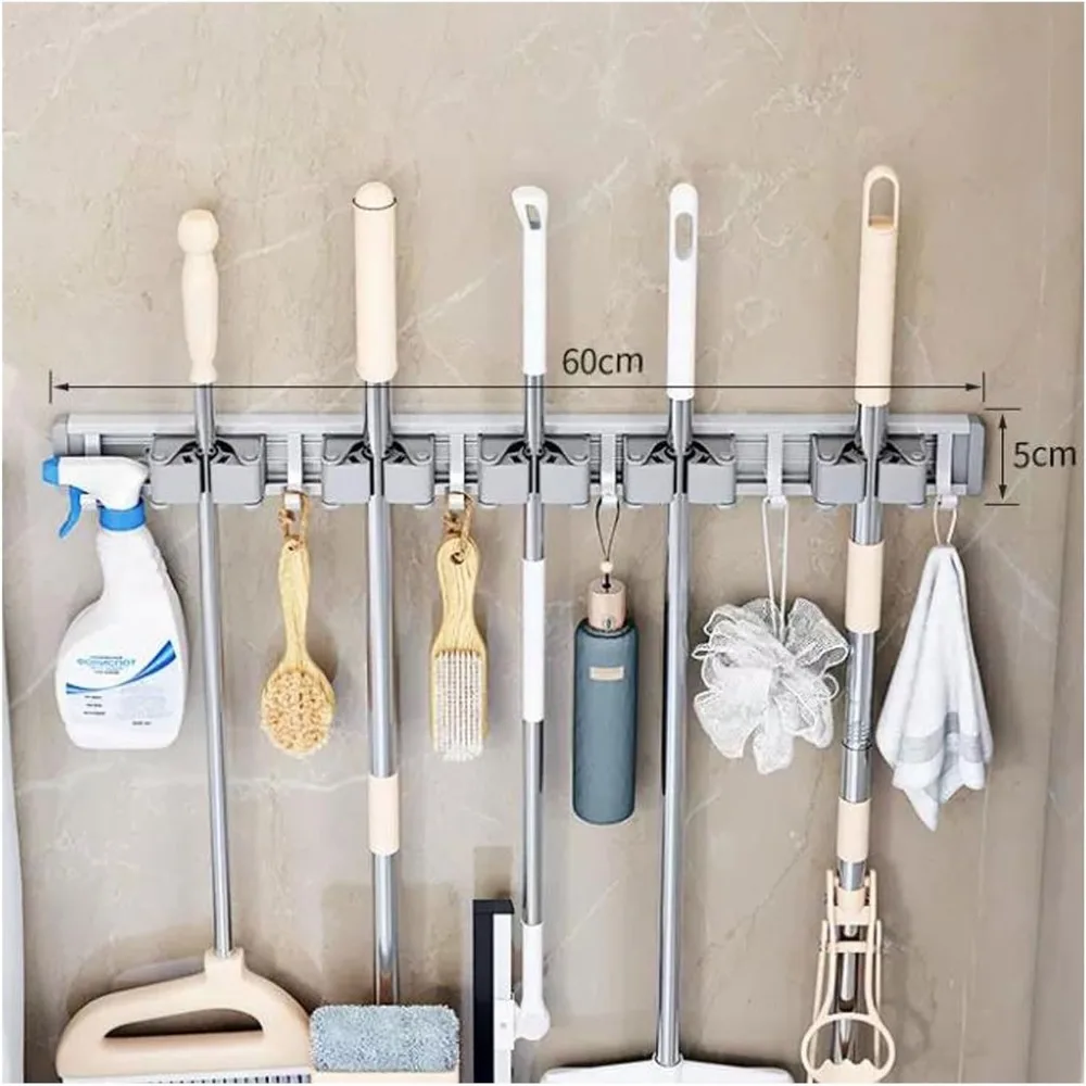 مكنسة وممسحة مثبتة على الحائط شديدة التحمل لتنظيم المرآب #1