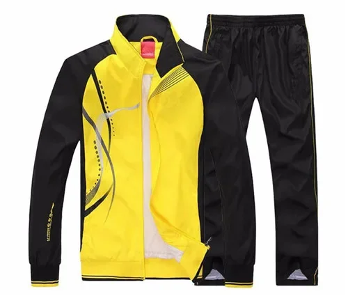 Novo Conjunto dos homens Primavera Outono Homens Sportswear 2 Peça Esporte Terno Jacket + Calça Sweatsuit Homens Roupas de basquete Conjunto Tricô