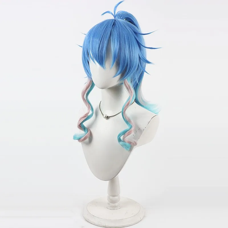 วิกผมคอสเพลย์อนิเมะ Dramatical Murder ตัวละครเซราากิ อาโอบะ สีฟ้า ทนความร้อน ทำจากเส้นใยสังเคราะห์ อุปกรณ์เสริมสำหรับแต่งกายอนิเมะ