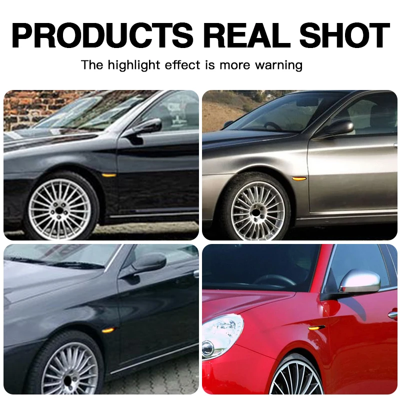 알파 로메오 166 1998 1999-2007용 2PCS LED 사이드 마커 라이트 다이내믹 턴 시그널 시퀀셜 블링커 램프 캔버스 자동차 액세서리