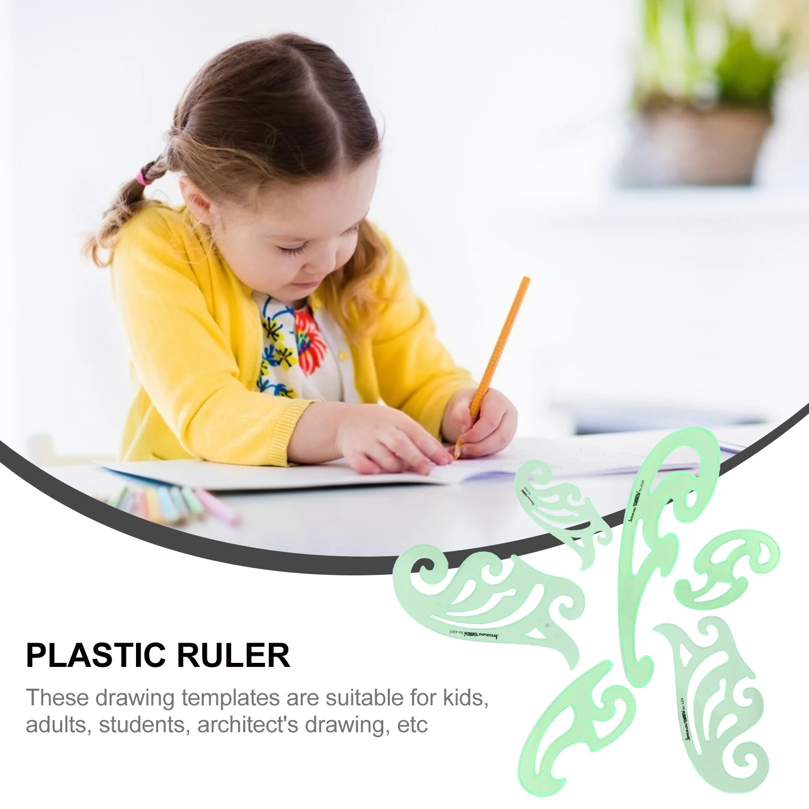 

6 Pcs Tools Drawing Ruler Set Interior Design Shape Stencil Template Geometry Green Templates Mixed Stencils