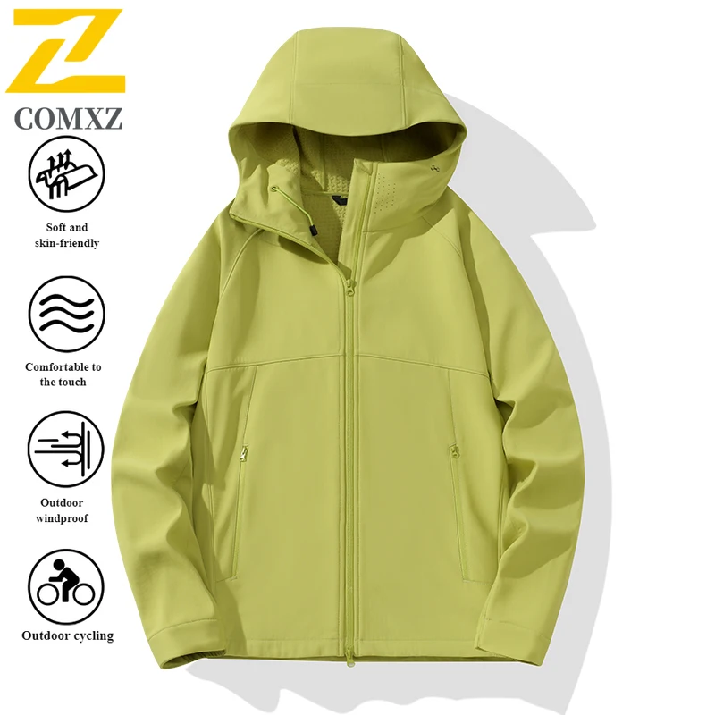 

Куртка для пар, новинка 2025 года, мягкая оболочка для спорта на открытом воздухе, ветрозащитная, водонепроницаемая, дышащая куртка с капюшоном, топ для отдыха, кемпинга и пешего туризма