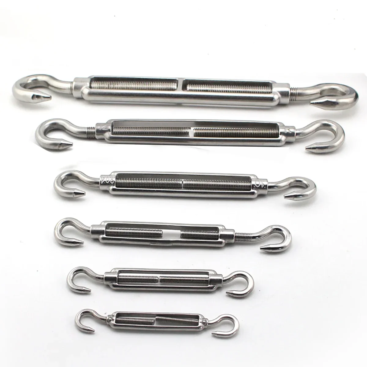 1pcs 316 Stainless Steel Hook M4 M5 M6 M8 M10 M12 M14 A4 Hook Turnbuckle Wire Rope Tension Tightener