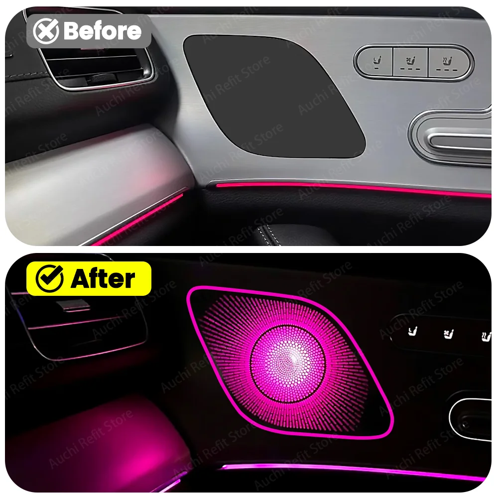 

For Mercedes Benz GLE GLS AMG W167 Car New 64 Colour Car LED Metal Speaker Cover Door Audio Cover Decorative Lamp Ambient Light