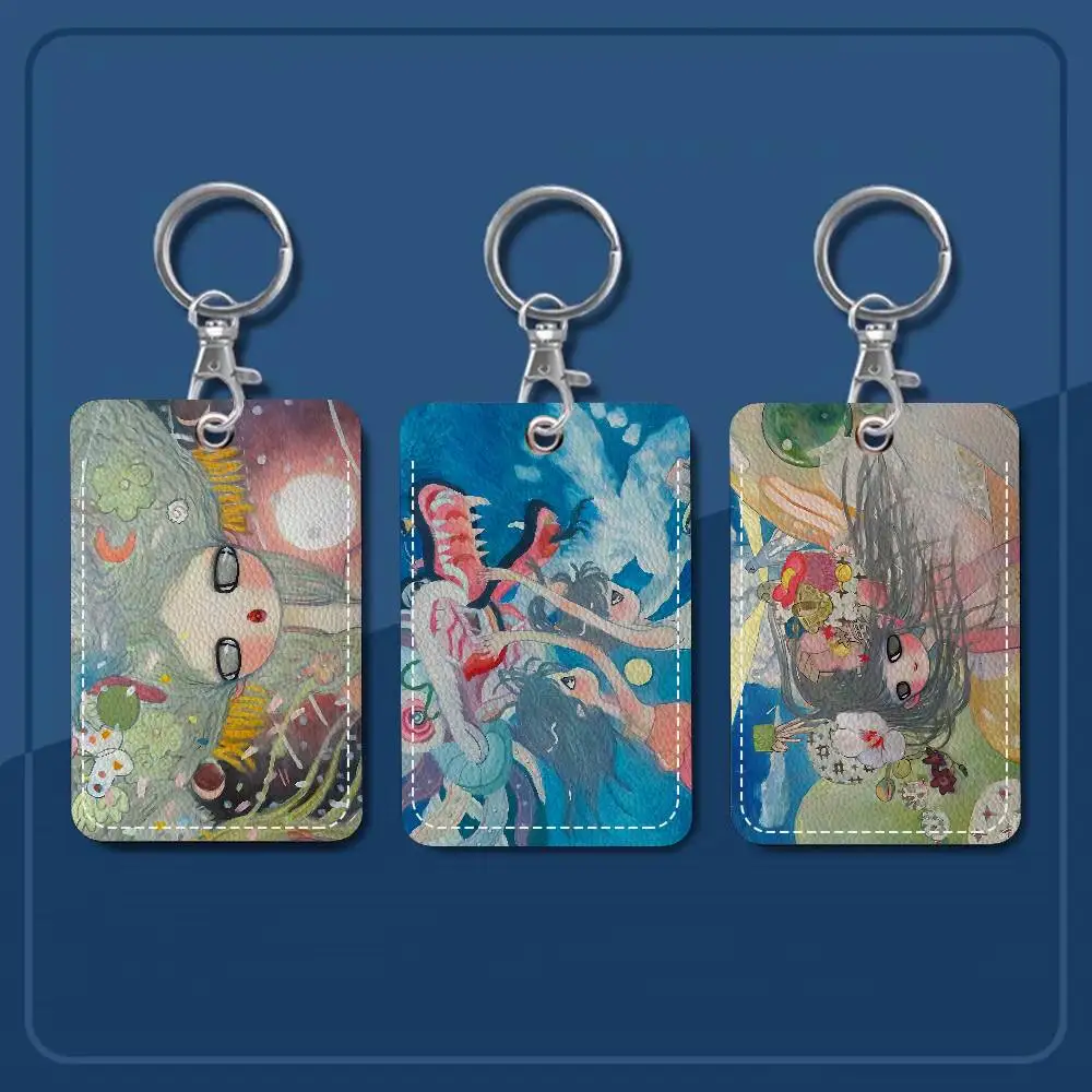 A-Aya T-Takano Art Bank Card,Subway, Bus Card Holder Keychain Key Ring Door Access Tags ID Card Case Keychain Access