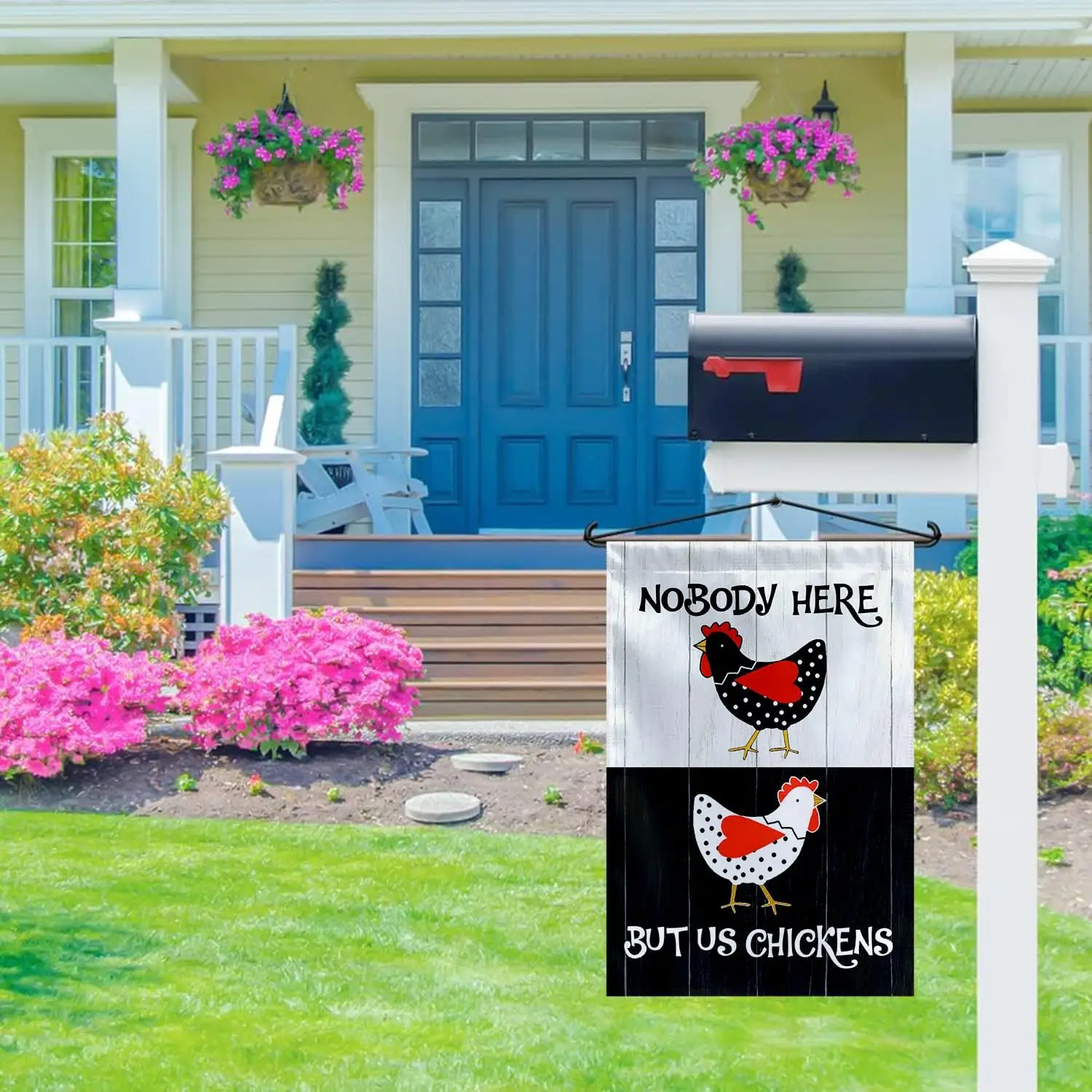 SODAVA - Nobody Here But Us Chickens Farm Flag Farm Garden Flag Chicken Butt Garden Flag Chicken Garden Flag Outdoor Decorat hhz