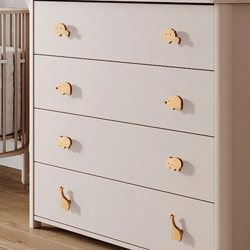 KK&FING Natural Wooden Animal Shape Cabinet Knobs and Handles Wardrobe Door Drawer Pulls Creative Wall Hooks Furniture Hardware