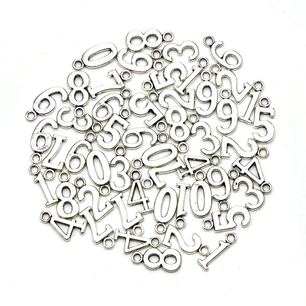 

50pcs Number 0-9 Diy Craft Jewelry Pendant Accessories For Bracelet Necklace Keychain Dangle Scrapbooking Decor Charms (0-9