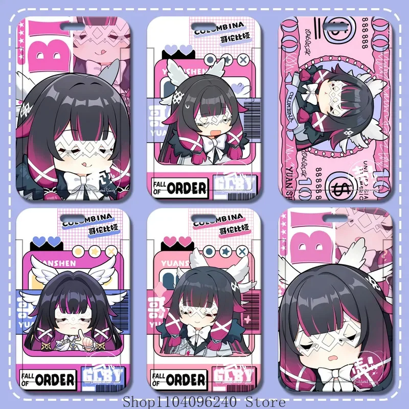 

Genshin Impact Columbina Anime Cosplay Card Holder Cosplay Bus Card Case PVC Cover Pendant Key Ring