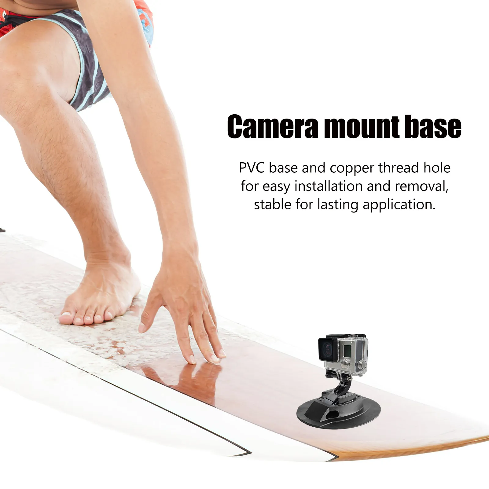 Camera Mount Base PVC Copper Surfboard Paddleboard Outdoor Stable Action Camera Mount Bracket Rust Resistant Wear Proof