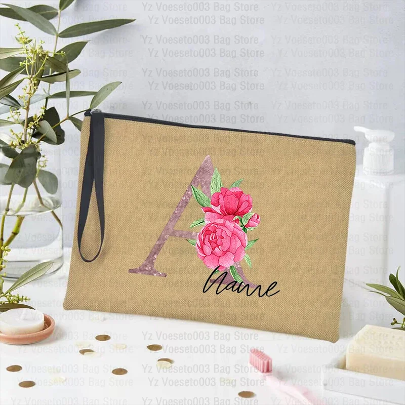 Letter Custom Name Cosmetic Makeup Lipstick Toiletry Bag Women's Bags Organizer  Teacher Atsem Gift School Supplies Pencil Pouch