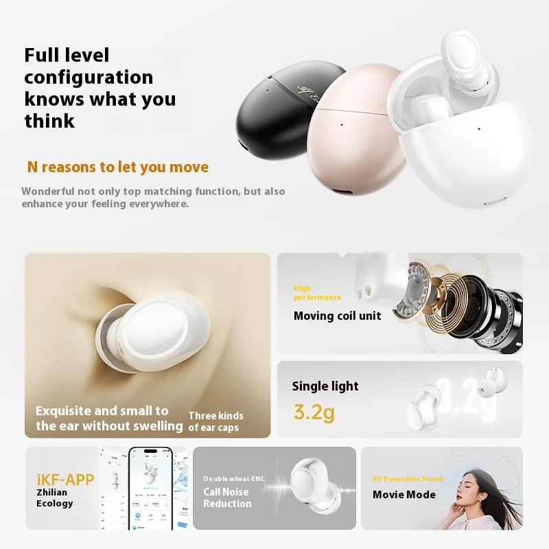 iKF Echo Wireless Eearphone With 2 Mics Noise Reduction Long Battery Life In Ear HiFi Headset Customized Bluetooth Headphone