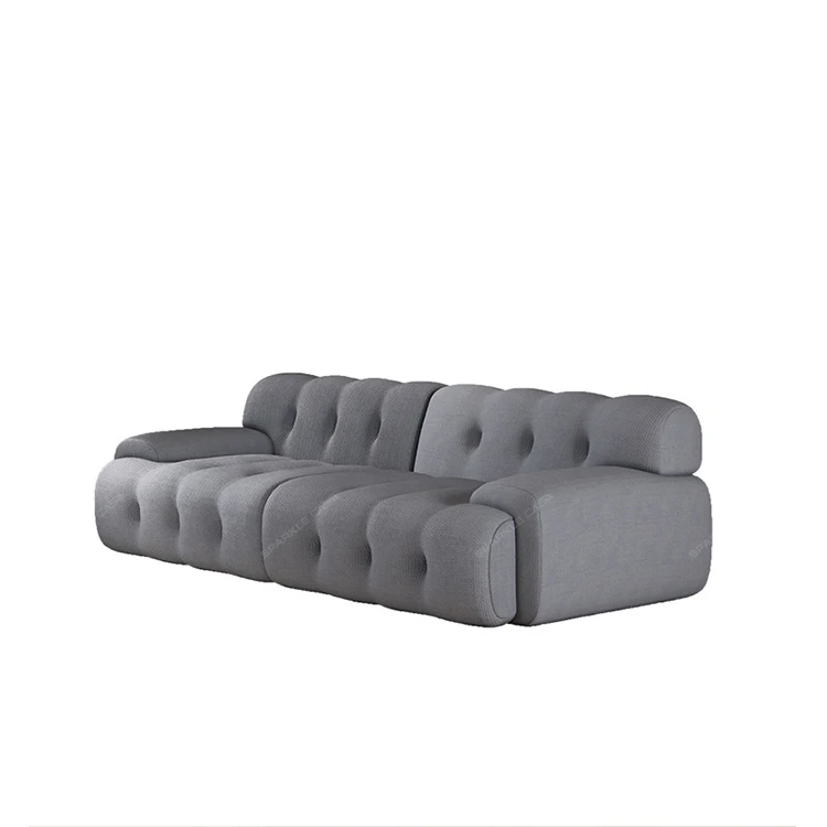 

Shiny Fabric Sofa Living Room Small Apartment Lamb Cream Style Simple Sofa