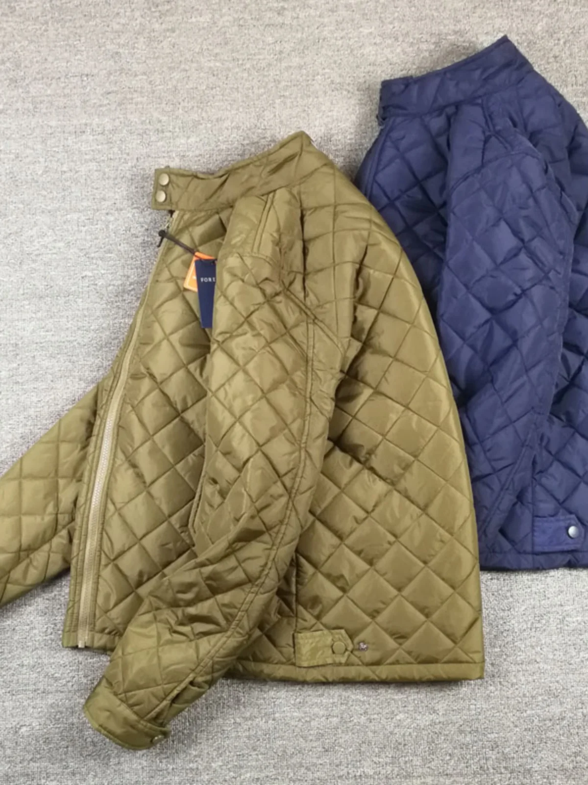 

Men's Lightweight Padded Diamond Stitched Busin Collar Cotton Jaet Warm Coat Stand Fit Casual Leisure Full Zipper