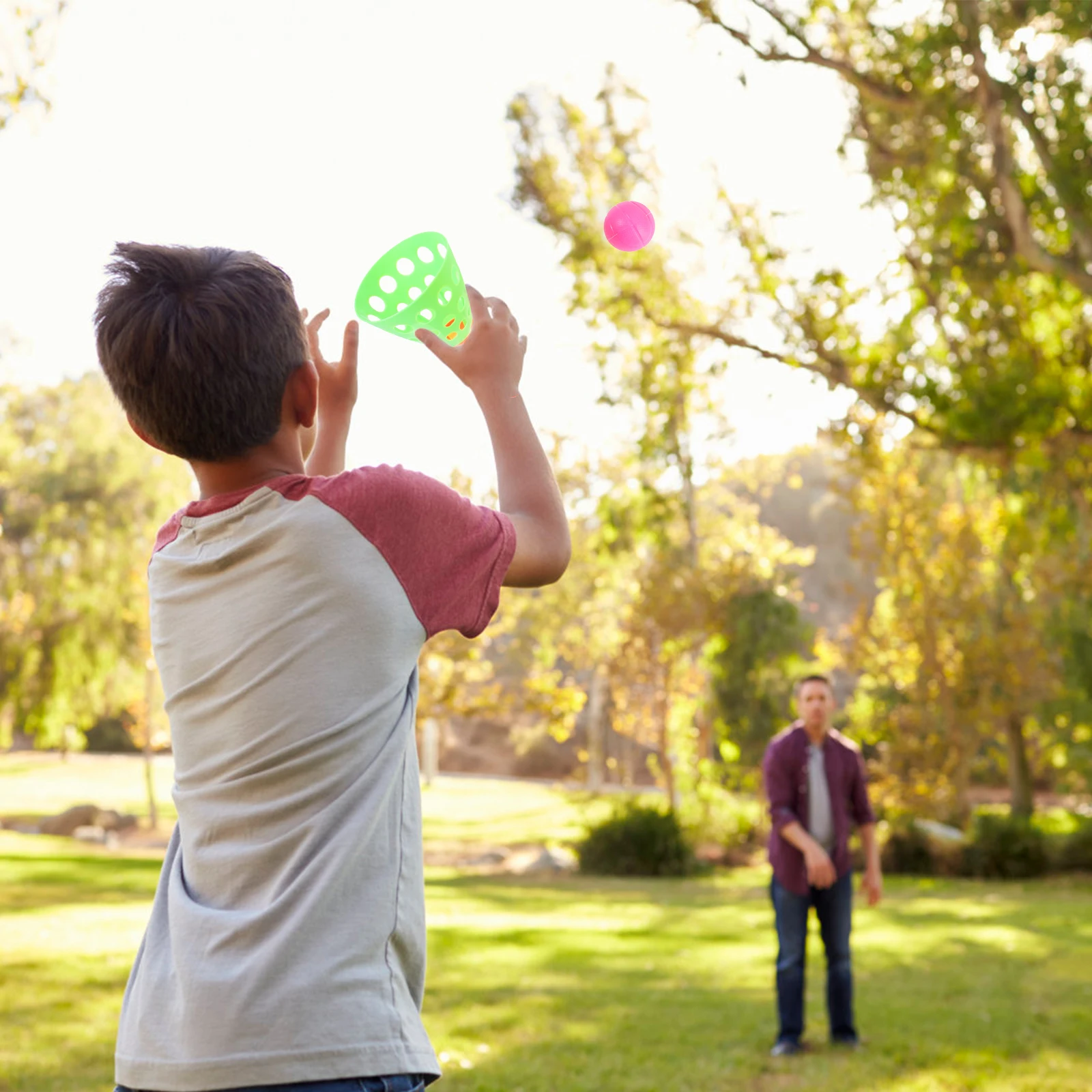 

6pcs Launch Throw Catch Ball Set Safe Plastic Toss Game For Kids Outdoor Entertainment Click Chuck Game Enhancing