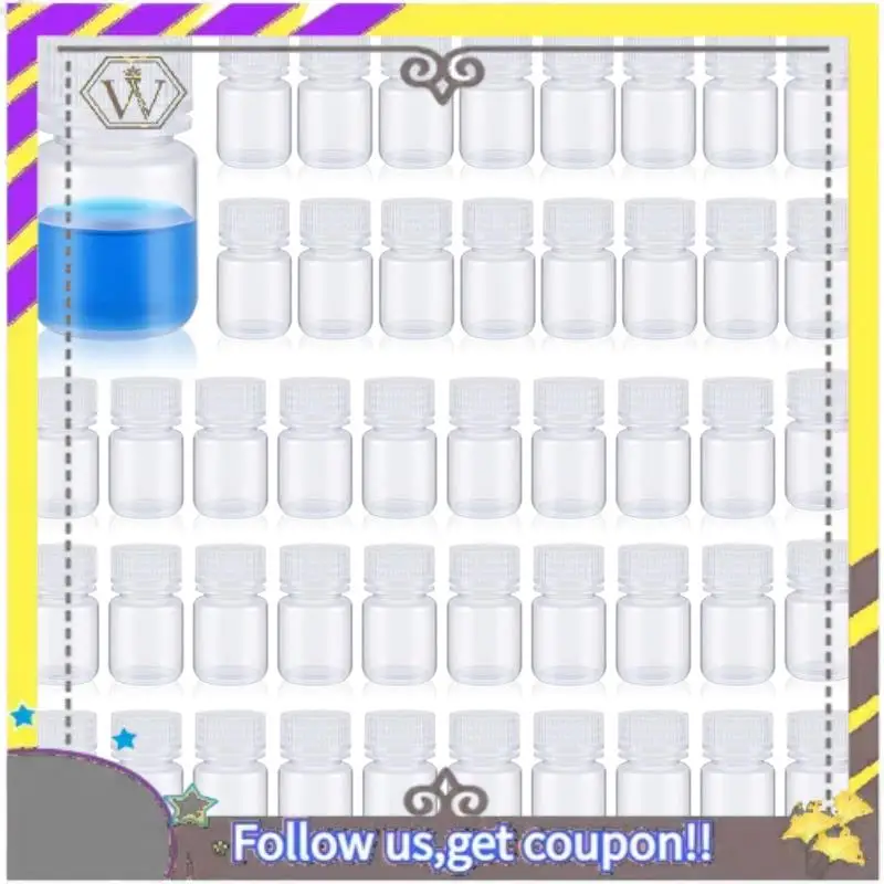 

New 48Pcs 1 Oz Pill Bottle Sample Bottle Polypropylene Wide Mouth Reagent Bottle Plastic PP Sample Container With Cap