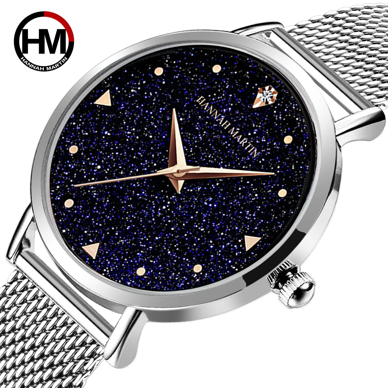 Luxo Mulheres Relógio De Pulso Moda Rhinestone Movimento Japonês Frosted Starry Sky Dial Caixa De Embalagem 1 Conjunto De Relógios De Quartzo Das Mulheres