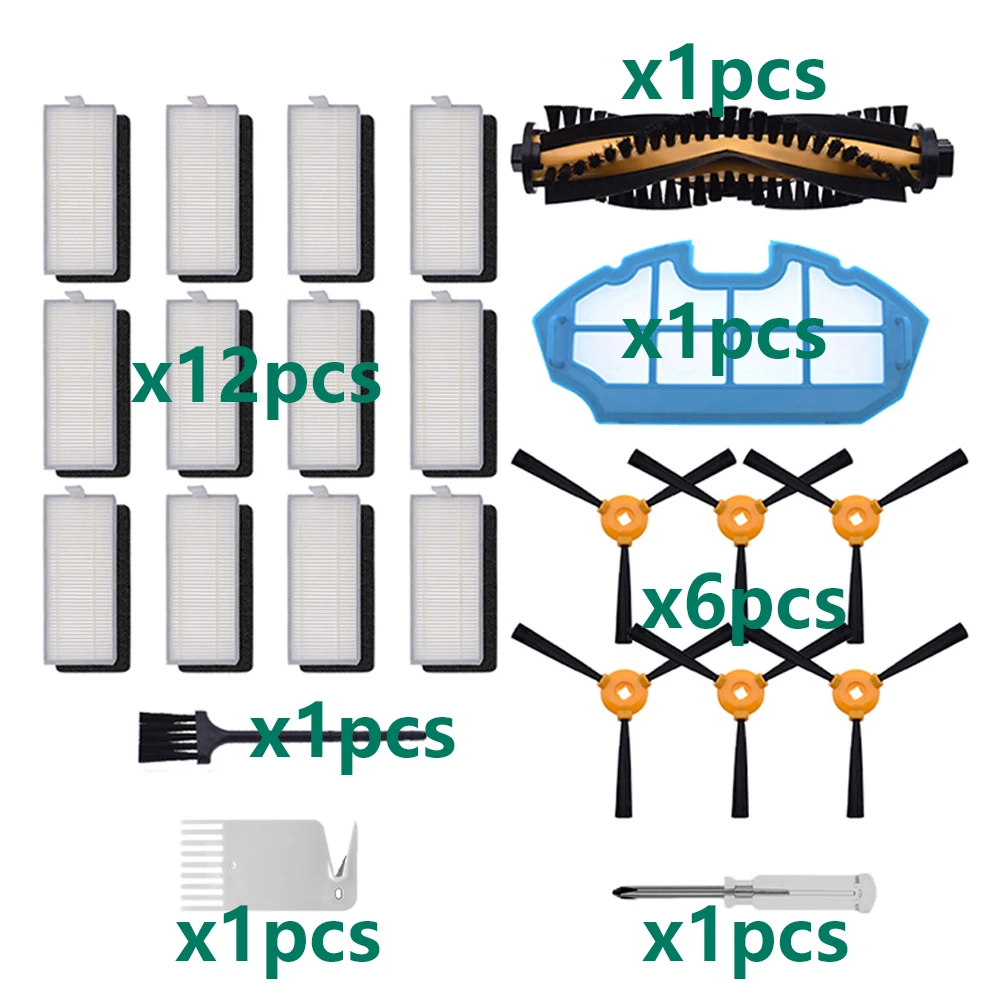 Filter Roller Side Brush Compatible with MOOSOO MT501 MT710 MT720 Conga Excellence 990 Ecovacs Deebot N79S Vacuum Cleaner Parts