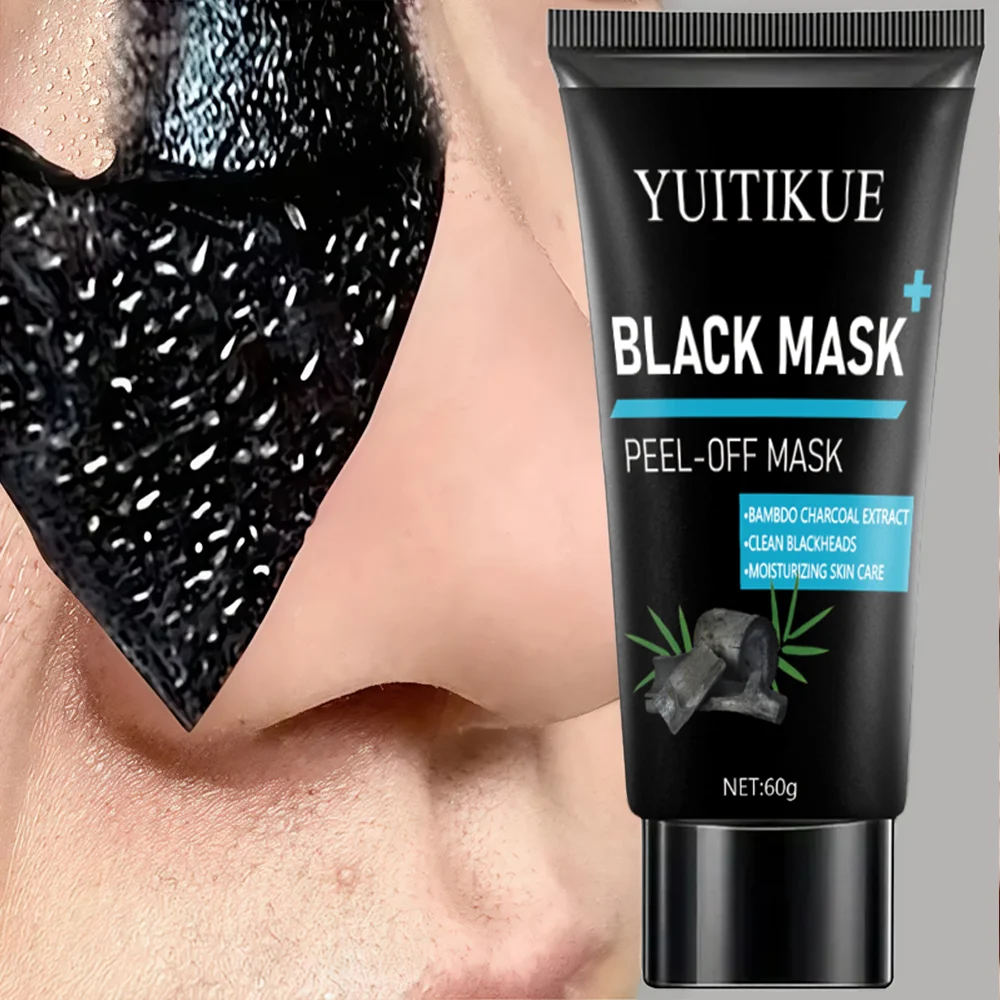 YUITIKUE Bamboo Charcoal Black Peel-Off Mask, Deep Cleansing Blackhead Remover, Moisturizing Skin Care, 60g