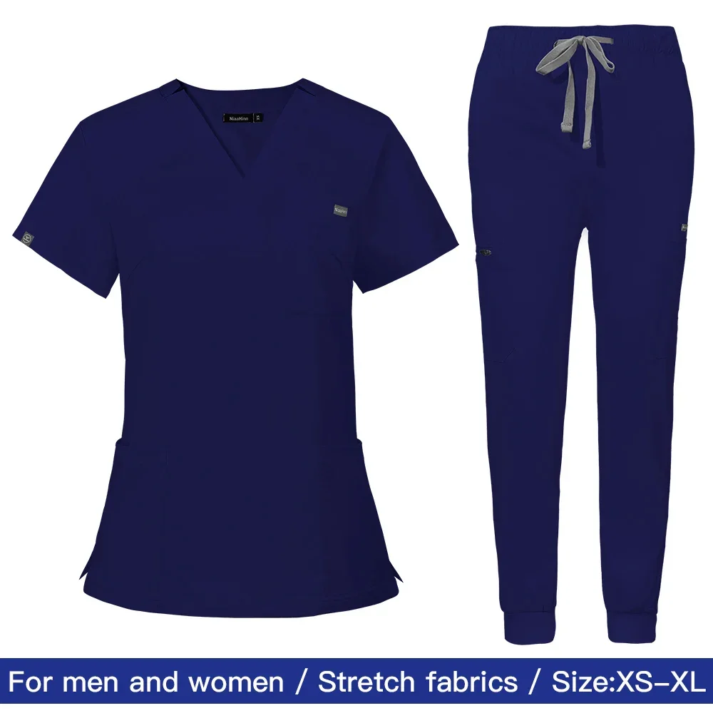 Ziekenhuis Medische Uniformen Vrouwen Scrubs Sets Verpleegkundige Accessoires Korte Mouwen V-Hals Tops Jogger Pakken Tandheelkundige Kliniek Huisdier Werkkleding