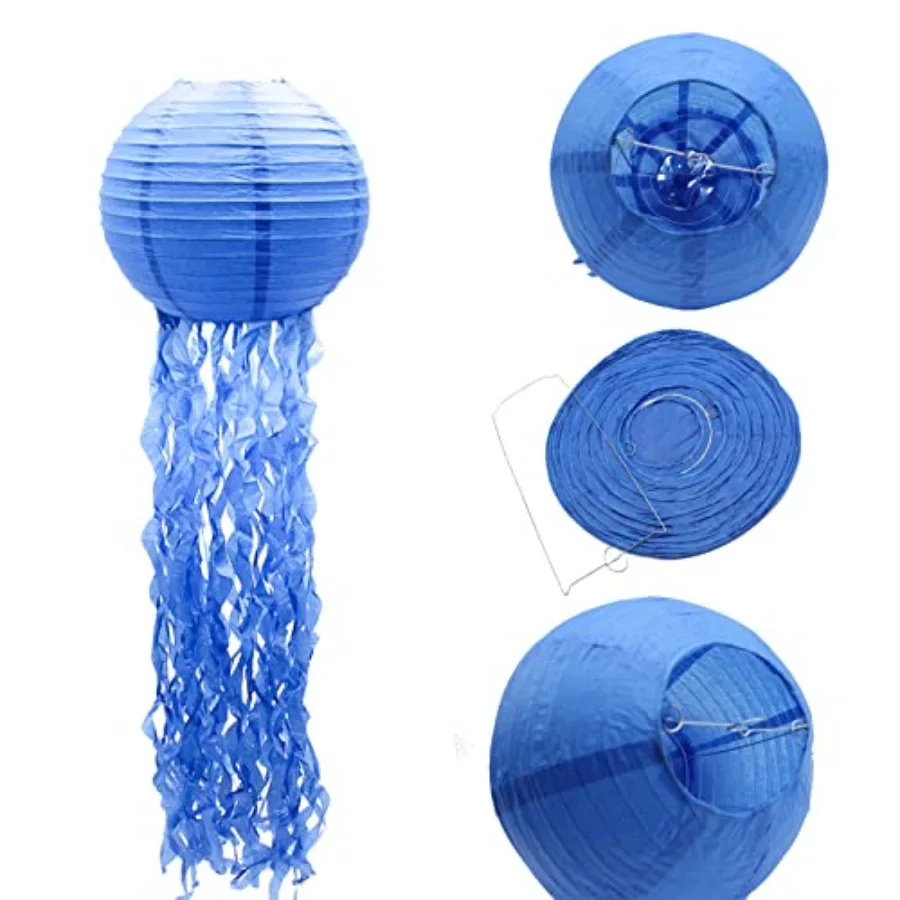 6pcs Hanging Jellyfish Paper Lanterns for Mermaid Theme Party Wedding Birthday Baby Shower Party Ocean Mermaid Themed Party Jel
