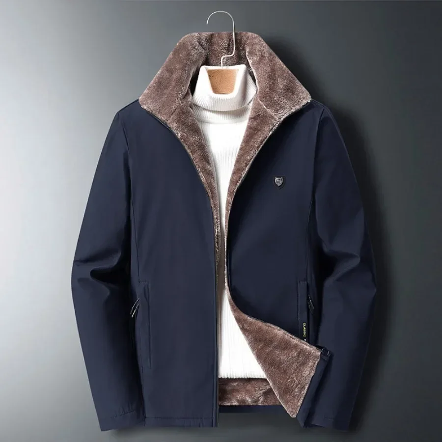 2024 Giacca da uomo in cotone pile Autunno Inverno Business Cappotti termici caldi Giacca da uomo Giacche classiche da uomo Parka antivento