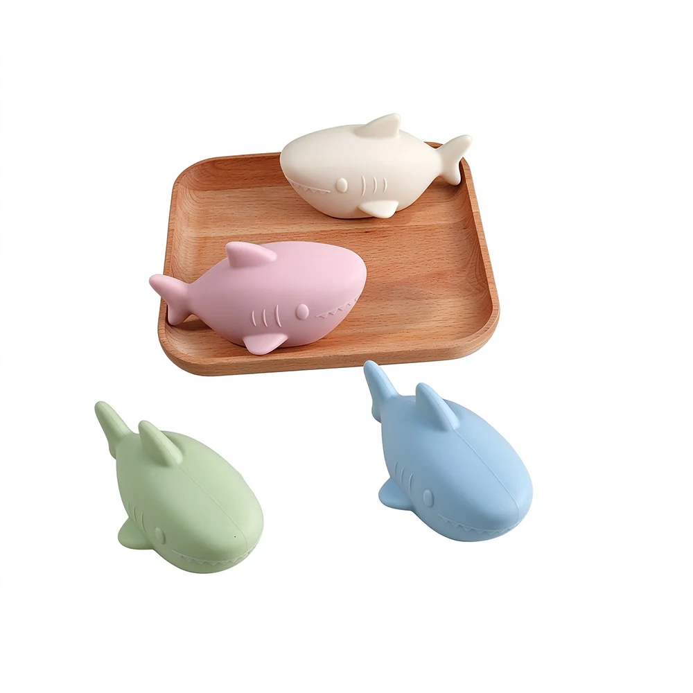 Baby Silicone Shark Bath Toy, Soft Teething Water Play Toy for Infant Toddler, BPA Free Bathtub Shower Toy for Baby Bath Time