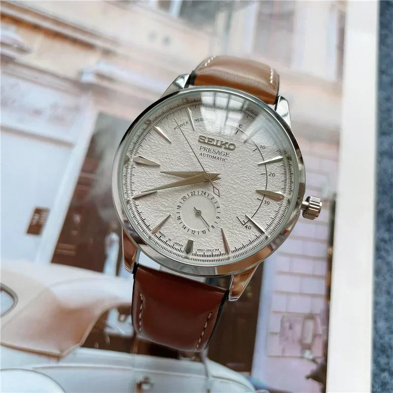 SEIKO Watch PRESAGE Series Original Exquisite Dial Couple Watches Creative Dial High Quality Leather Multifunctional WristWatch