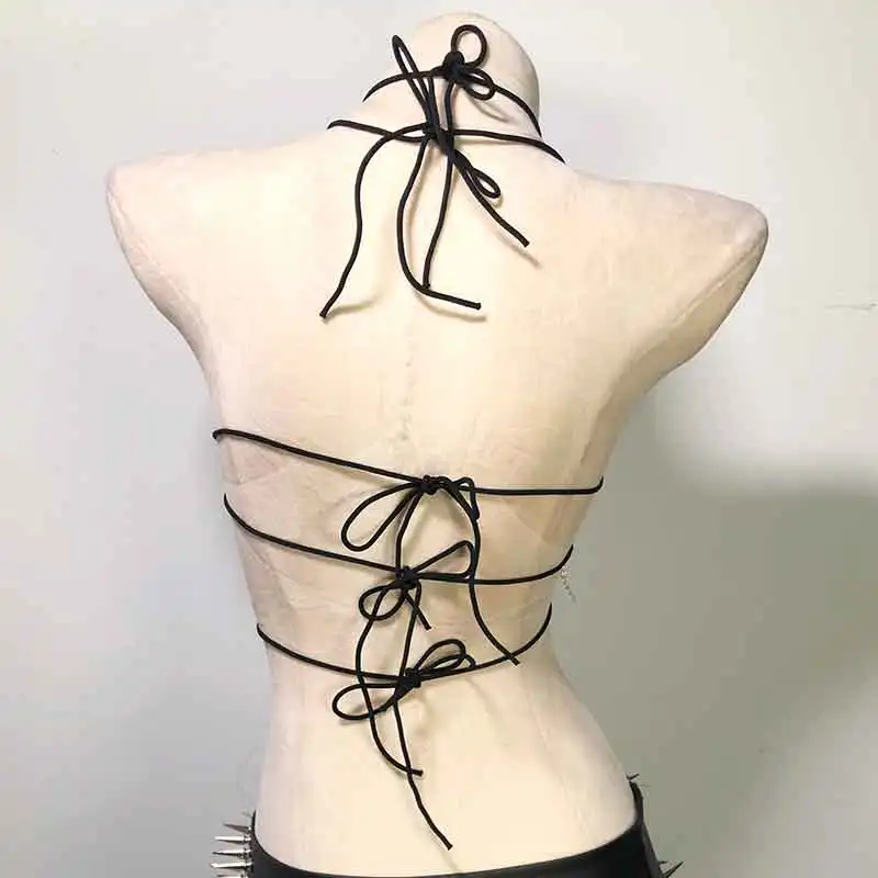 Goth Tops Women's Spiked Festival Bra ALT Punk Rock Clothes with Spikes Vkei Rave Outfits Grunge Emo Clothing Y2K Gothic Tank